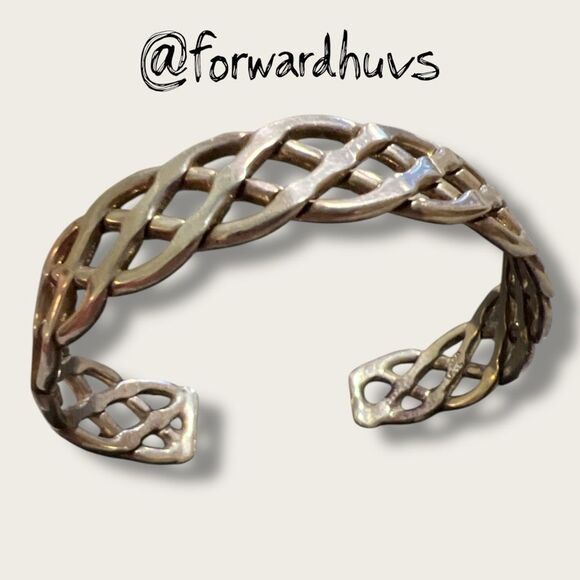 Sterling Silver Braided Cuff Bracelet – 30.07g – Sculptural Weave – Artisan Craf - Picture 6 of 7